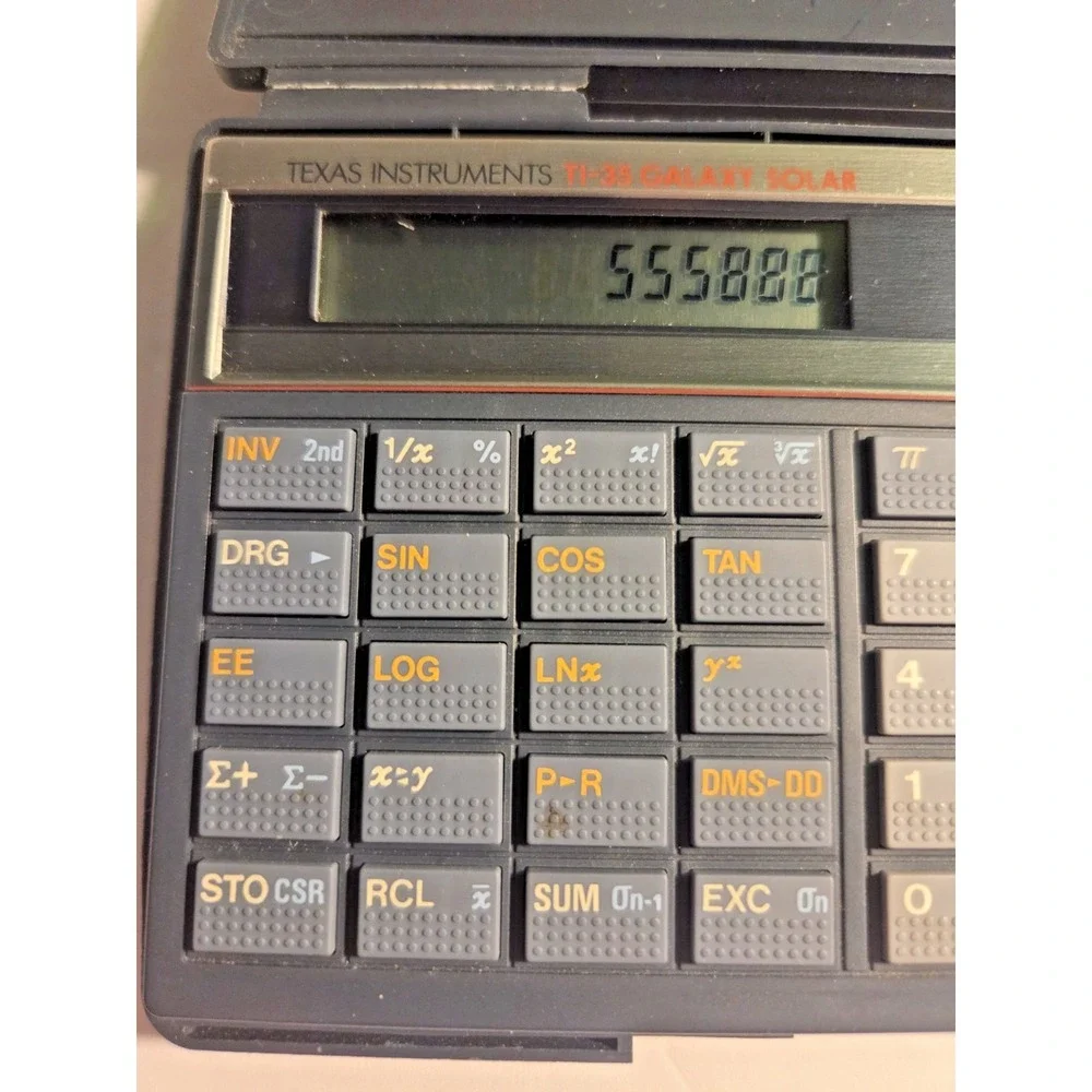 Vintage 1984 Texas Instruments TI-35 Galaxy Solar Calculator W Case Works